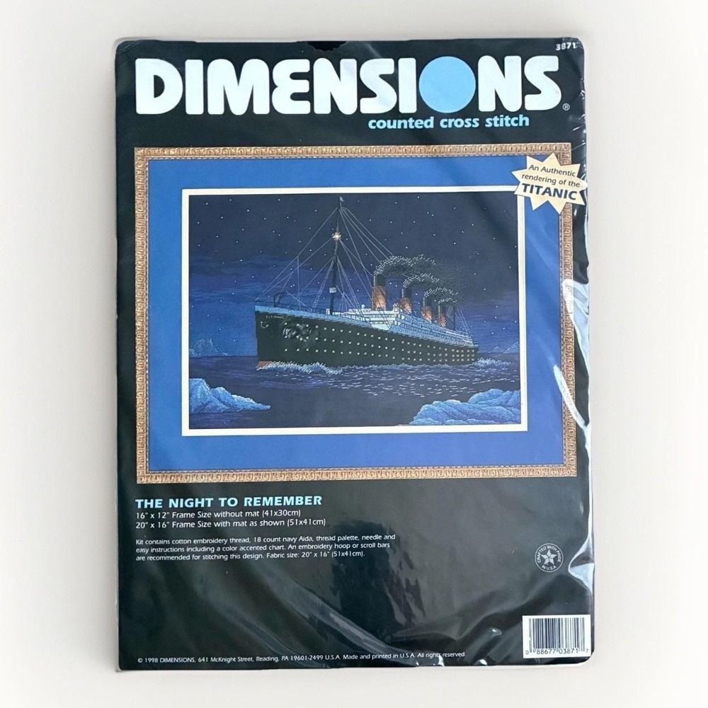 Dimensions The Night to Remember Cross Stitch Kit Titanic 3871 New 16x12 Sealed